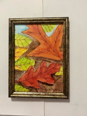 Colorful Fall Leaves Watercolor Painting